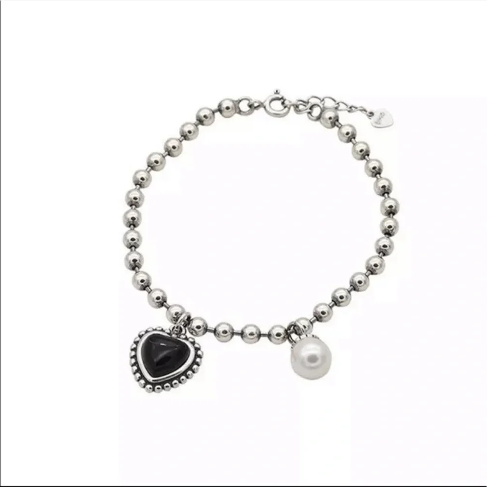 NEW HEART 925 STERLING SILVER PEARL BRACELET, NICE BRACELET, CUTE BRACELET - Picture 5 of 6